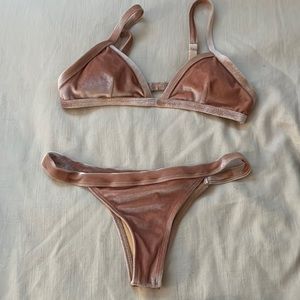 Velvet light pink bikini